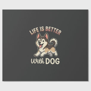 Papel De Regalo La vida es mejor con caricaturas de perros