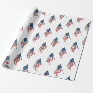 Papel De Regalo La vieja bandera patriotica estadounidense ondeand