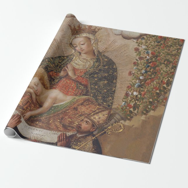 Papel De Regalo La Virgen Adorando a los Navidades del Niño Cristo (Desenrollado)