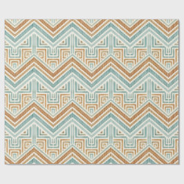 Papel De Regalo Laberinto Costero Acuarela Aqua y Terracota