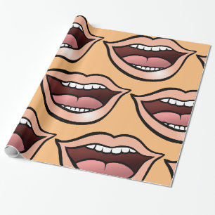 Papel De Regalo Labios Boca Abierta Dientes Lengua