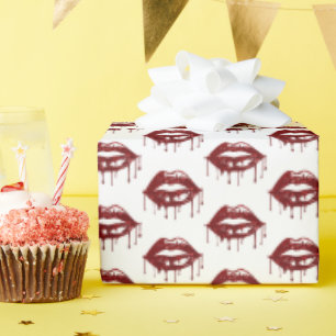 Papel De Regalo Labios Brillantes Modernos Patrón de San Valentín