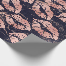 Papel De Regalo Labios de besos de vidrio maquillan Mármol de oro 