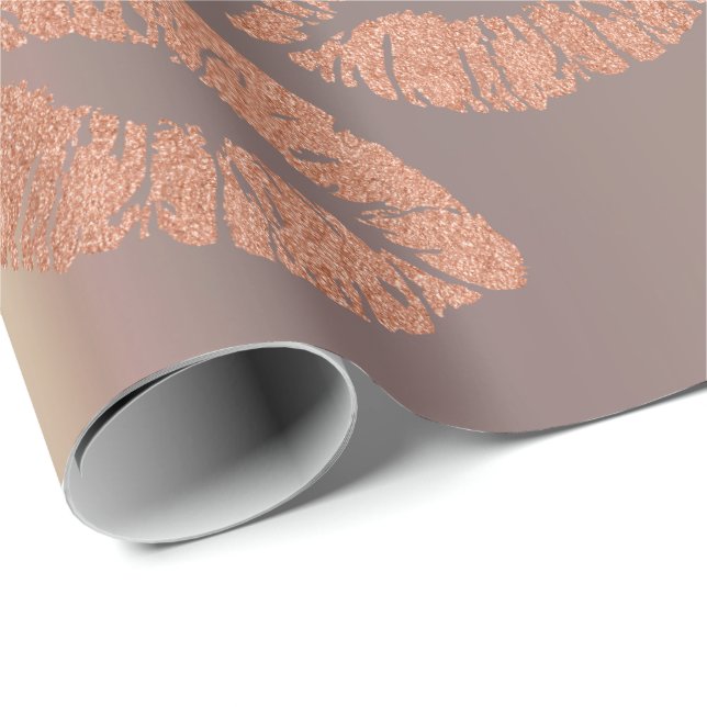 Papel De Regalo Labios de besos de vidrio maquillan Rubor Copper P (Esquina del rollo)