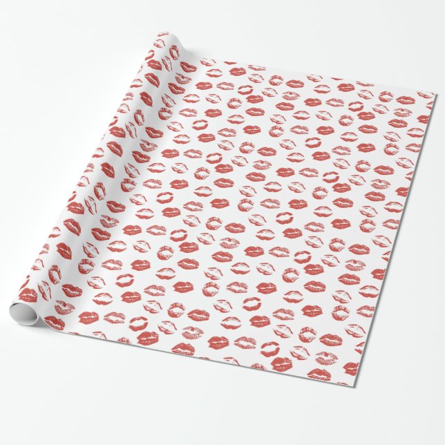 Papel De Regalo Labios Rojos Amor Despedida de Soltera (Desenrollado)