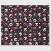 Labios Rojos de Vampiro y Patrón de Calaveras Espe