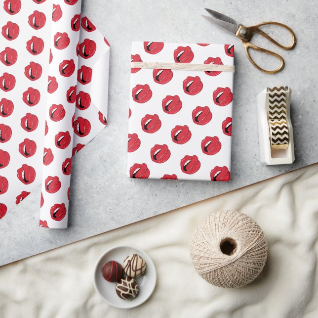 Papel De Regalo Labios Rojos Divertidos (Artesanía)