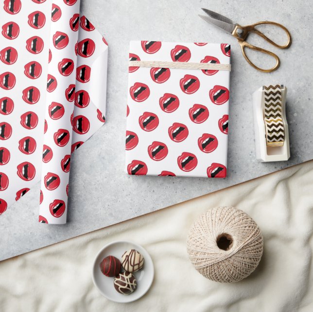 Papel De Regalo Labios rojos divertidos  (Artesanía)
