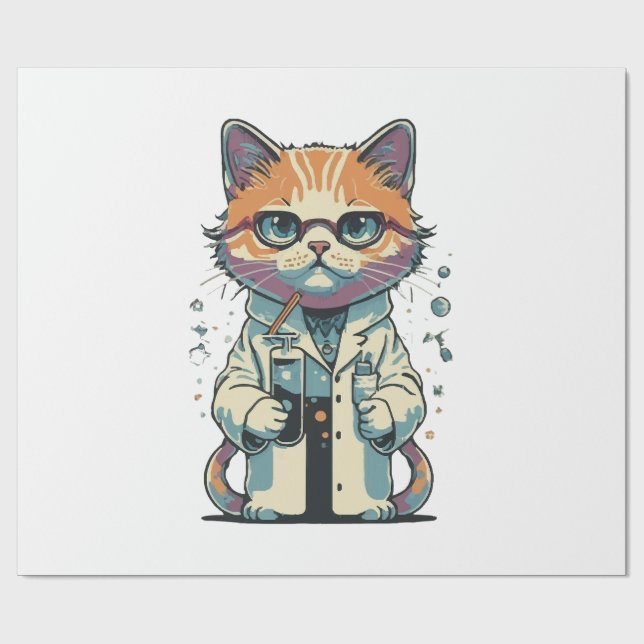 Papel De Regalo Laboratorio de gatos enfocado (Superficie plana)