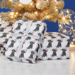 Papel De Regalo Laboratorio negro con Navidades Santa Hat o Mascot