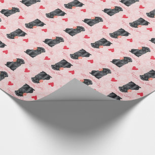 Papel De Regalo Laboratorio negro Rosa de San Valentín
