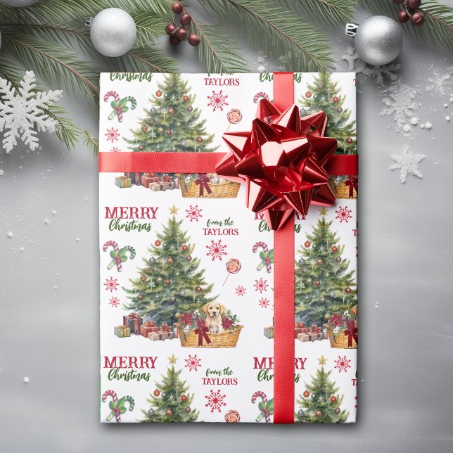 Papel De Regalo Labrador amarillo bajo el árbol (Subido por el creador)