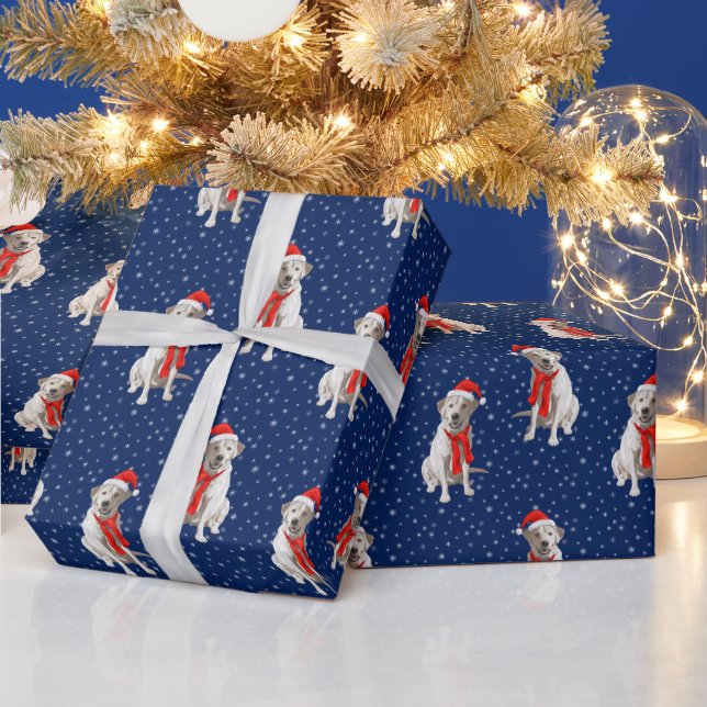 Papel De Regalo Labrador amarillo blanco recuperado en Santa Hat (Vacaciones)