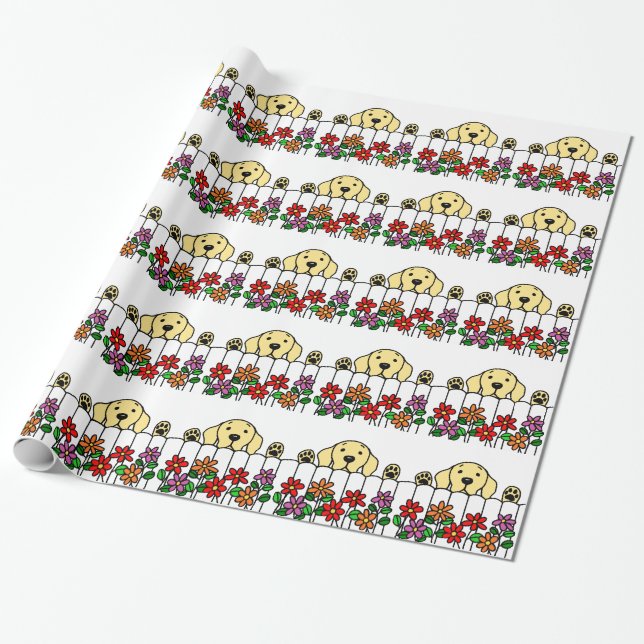 Papel De Regalo Labrador amarillo que le mira (Desenrollado)