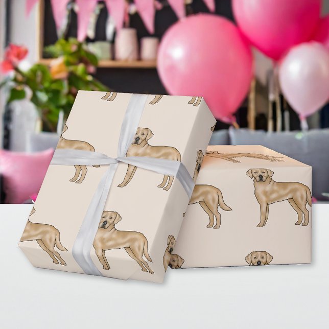 Papel De Regalo Labrador amarillo recuperador lindo patrón de perr (Subido por el creador)