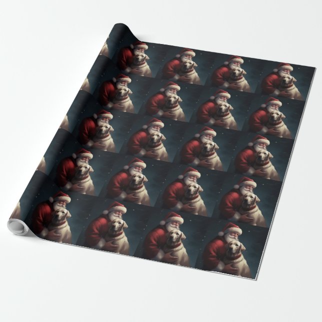 Papel De Regalo Labrador con Navidades festivos de Santa Claus (Desenrollado)