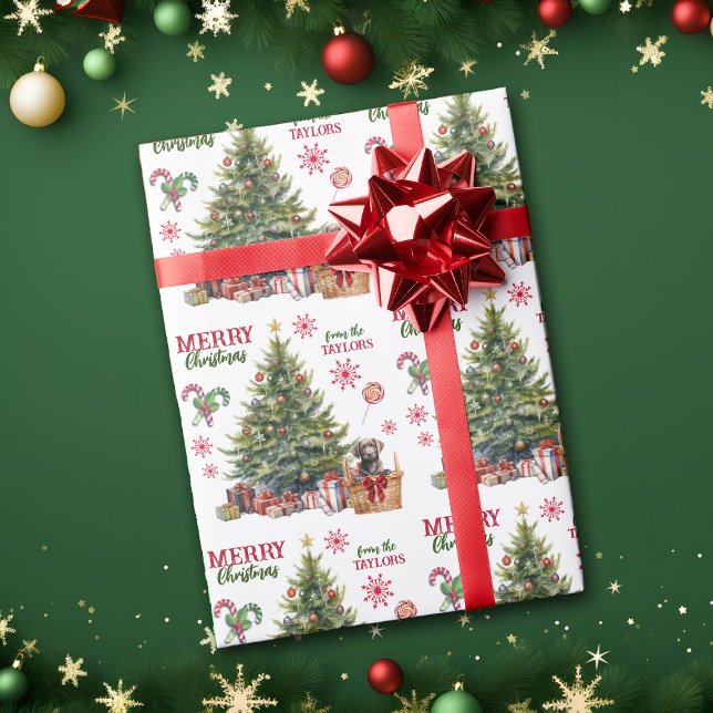 Papel De Regalo Labrador de chocolate bajo el árbol (Subido por el creador)