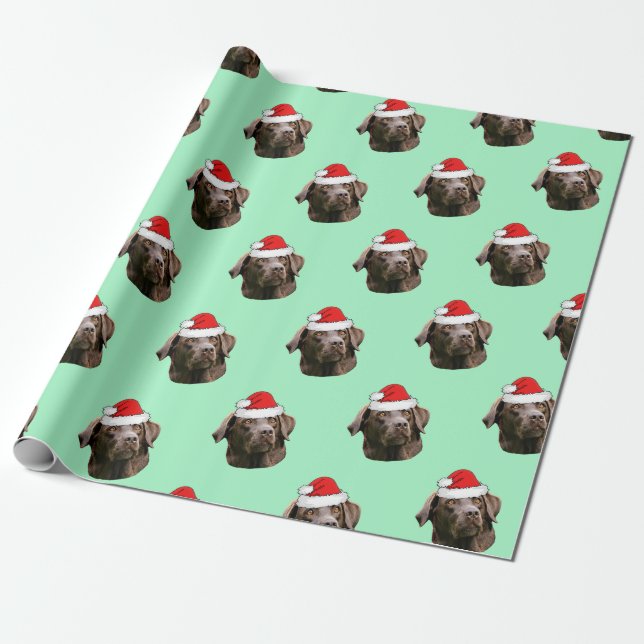 Papel De Regalo Labrador de chocolate con Santa Hat (Desenrollado)