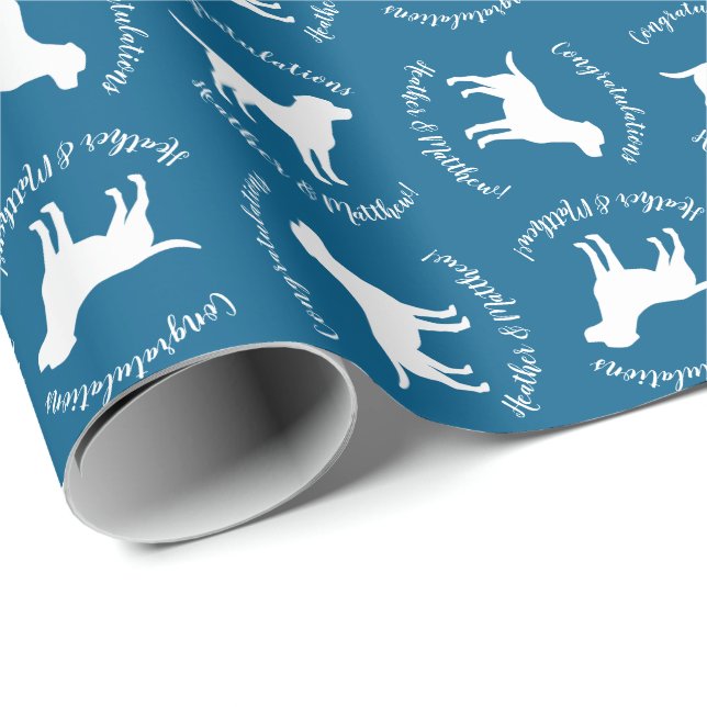 Papel De Regalo Labrador Dog Baby Shower Blue Boy Lab (Esquina del rollo)