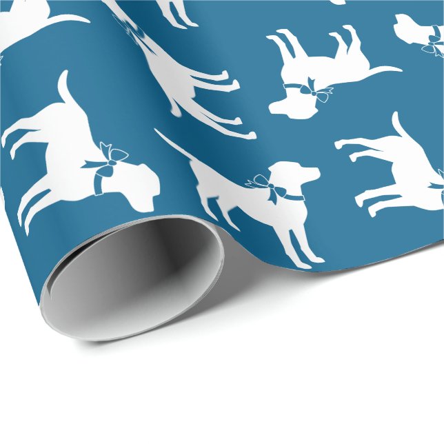 Papel De Regalo Labrador Dog Baby Shower Blue Boy Lab (Esquina del rollo)