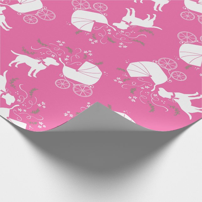 Papel De Regalo Labrador Dog Baby Shower Pink Chica Lab (Esquina)