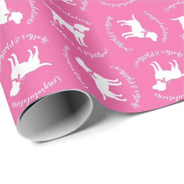 Papel De Regalo Labrador Dog Baby Shower Pink Chica Lab (Esquina del rollo)