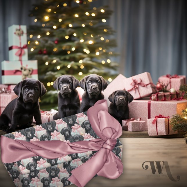 Papel De Regalo Labrador Puppy Navidades Modernos De Vacas Rosadas (Subido por el creador)