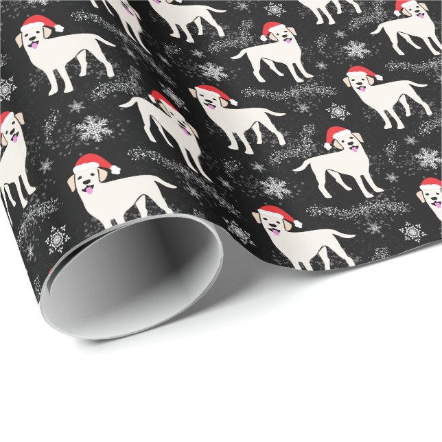 Papel De Regalo Labrador recupera en Navidades Gorras copos de nie (Esquina del rollo)