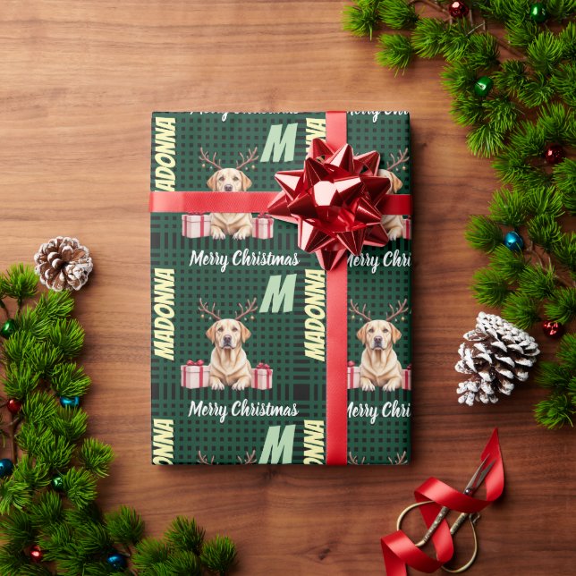Papel De Regalo Labrador Reindeer (Regalo de vacaciones)