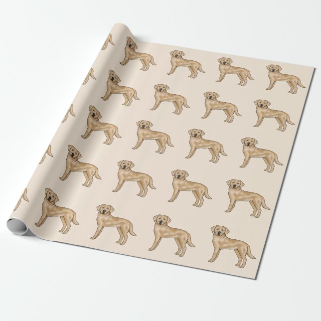 Papel De Regalo Labrador Retriever Amarillo Patrón de Perro Lab Cu (Desenrollado)
