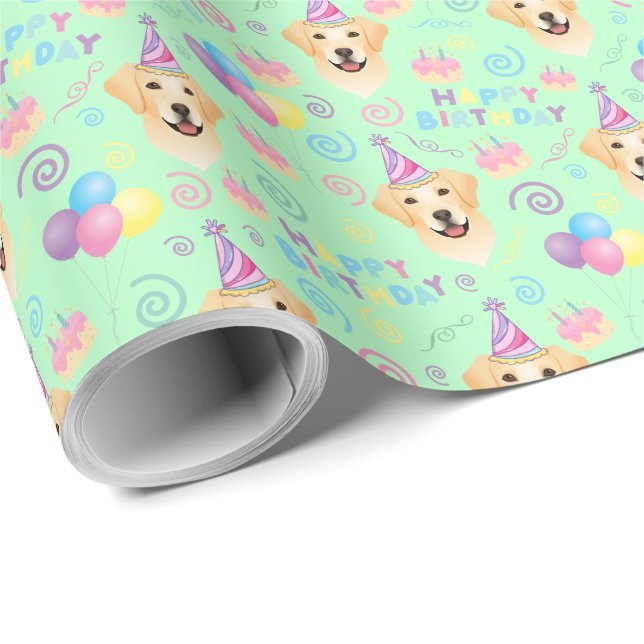 Papel De Regalo Labrador Retriever Birthday Gift Wrapping Paper (Esquina del rollo)
