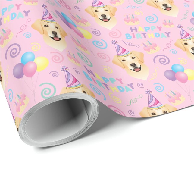 Papel De Regalo Labrador Retriever Birthday Gift Wrapping Paper (Esquina del rollo)