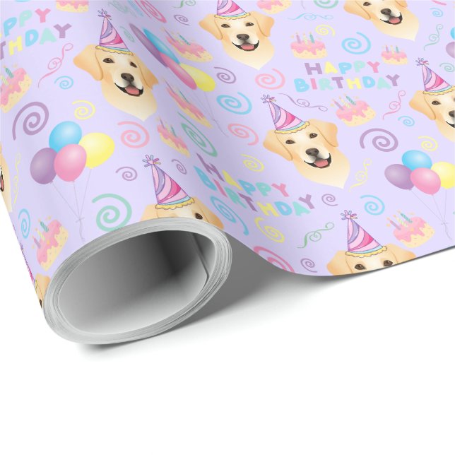 Papel De Regalo Labrador Retriever Birthday Gift Wrapping Paper (Esquina del rollo)