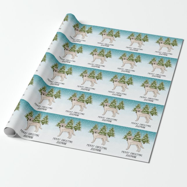 Papel De Regalo Labrador Retriever Crema Perro Navidad Texto Perso (Desenrollado)