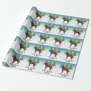 Papel De Regalo Labrador Retriever de chocolate Navidad Texto pers