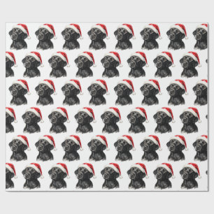 Papel De Regalo Labrador Retriever negro de Navidad