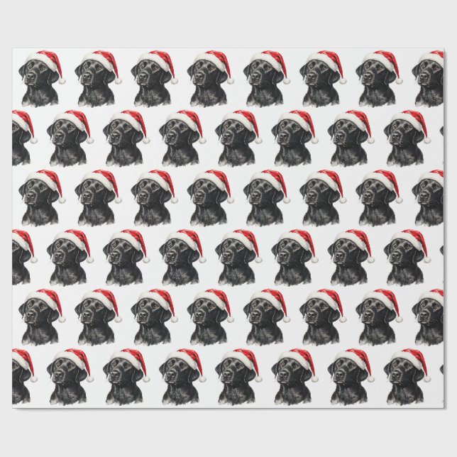 Papel De Regalo Labrador Retriever negro de Navidad  (Superficie plana)