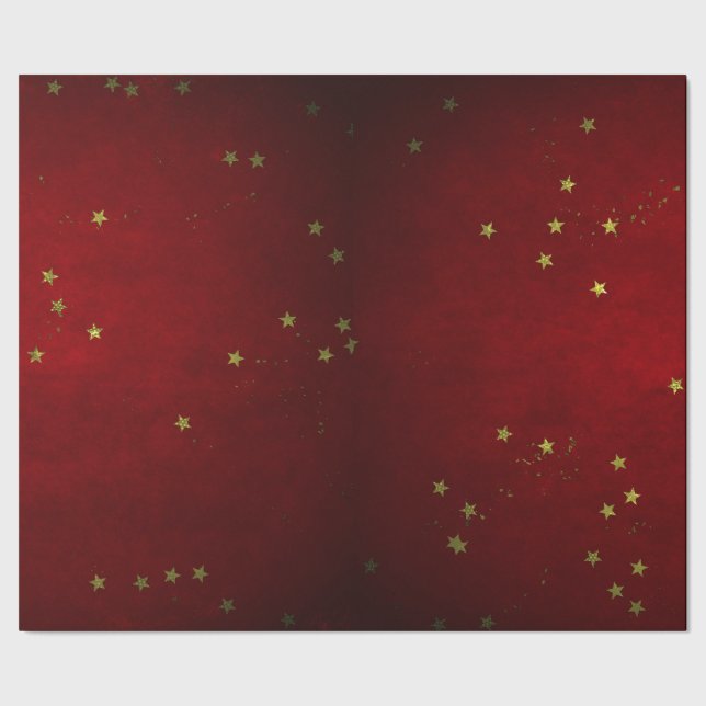 Papel De Regalo Laca de Cereza Estrella Dorada (Costura)
