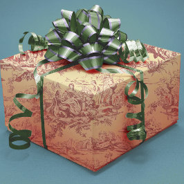 Papel De Regalo Laca virgen de tela roja amarilla de jouy