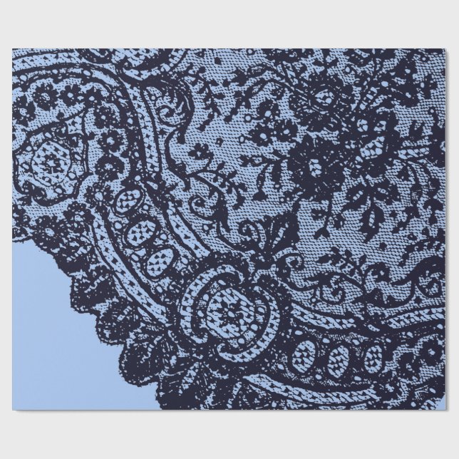 PAPEL DE REGALO LACE NEGRO Y REGALO AZUL DE DOS VECES (Superficie plana)