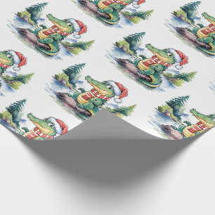 Papel De Regalo Lacras-Cocodrilos Navideños Patrón de Moda