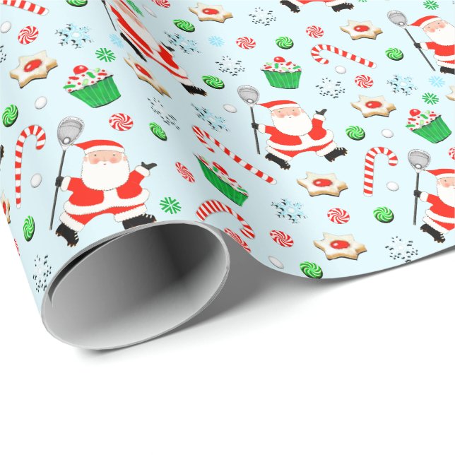 Papel De Regalo Lacrosse Goalie Holiday Gift (Esquina del rollo)