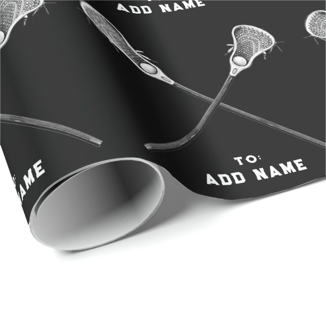 Papel De Regalo Lacrosse Sports Black Gift (Esquina del rollo)