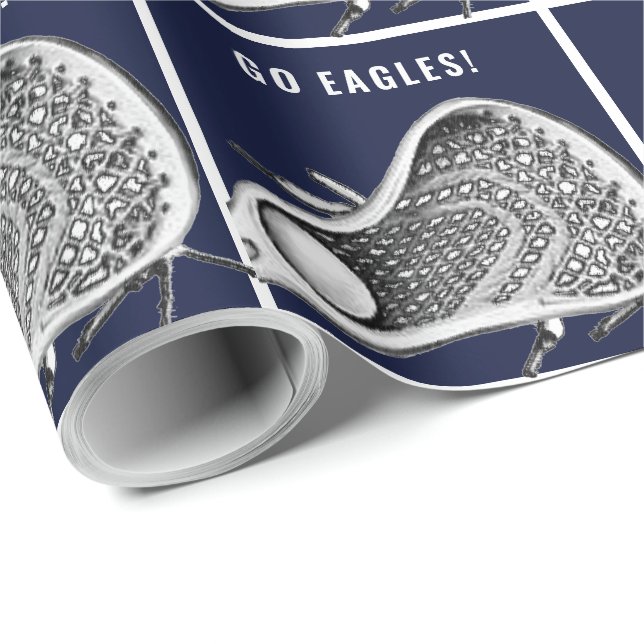 Papel De Regalo Lacrosse Team Navy Blue (Esquina del rollo)