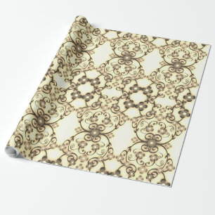 Papel De Regalo Lacy Look of Flowers Golden Sepia