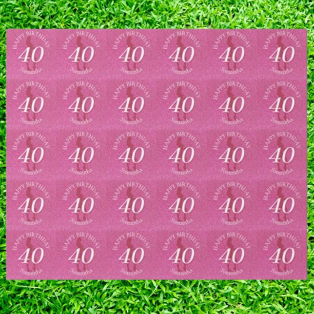 PAPEL DE REGALO LADIES PINK GLITTER BIG BIRTHDAY (Celebrate in style with our pink glitter birthday golf gift! Perfect for the golf lover in your life)