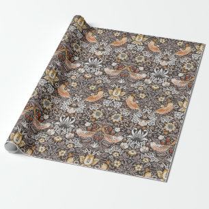 Papel De Regalo Ladrón de Fresas Carbón Ocre de William Morris