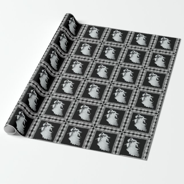 Papel De Regalo Lady In White Ghost Halloween (Desenrollado)