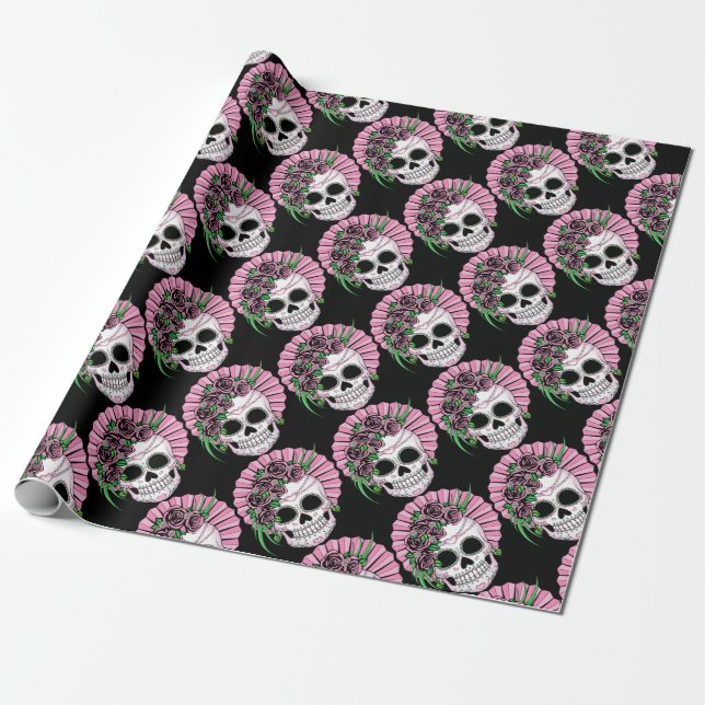 Papel De Regalo Lady Sugar Skull (Desenrollado)