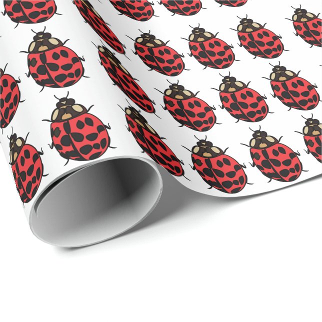 Papel De Regalo Ladybug Red Black Insect Ladybug (Esquina del rollo)